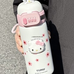パスワードロック保温カップ子供指紋コップ男の子女の子小学生通学専用ストロー携帯コップポット