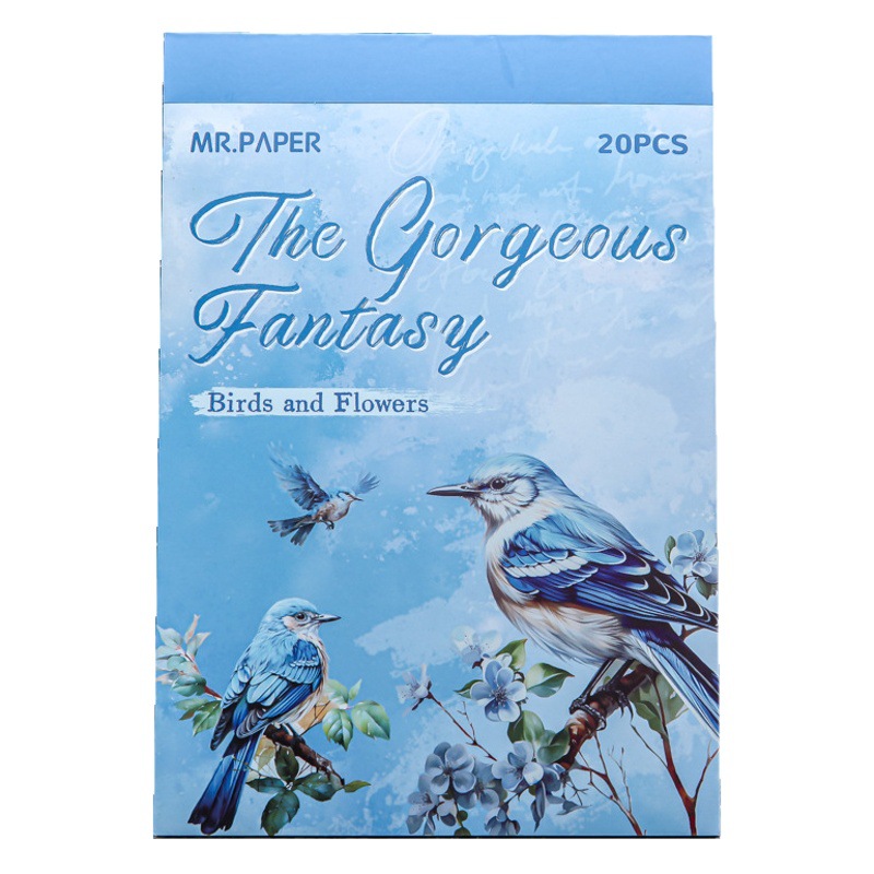 Mr. Paper mate PET calcomanías, hermosa serie de fantasía, ilustración de acuarela, flor y pájaro, tienda de mano, pegatinas decorativas de paisajismo