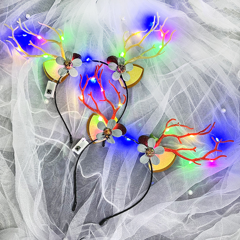 Cute Christmas Luminous Flower Antler Feather Hairband Wholesale display picture 9