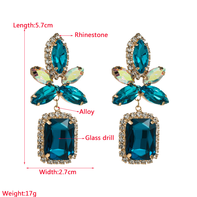 Retro Geometric Alloy Rhinestones Glass Women's Drop Earrings 1 Pair display picture 1