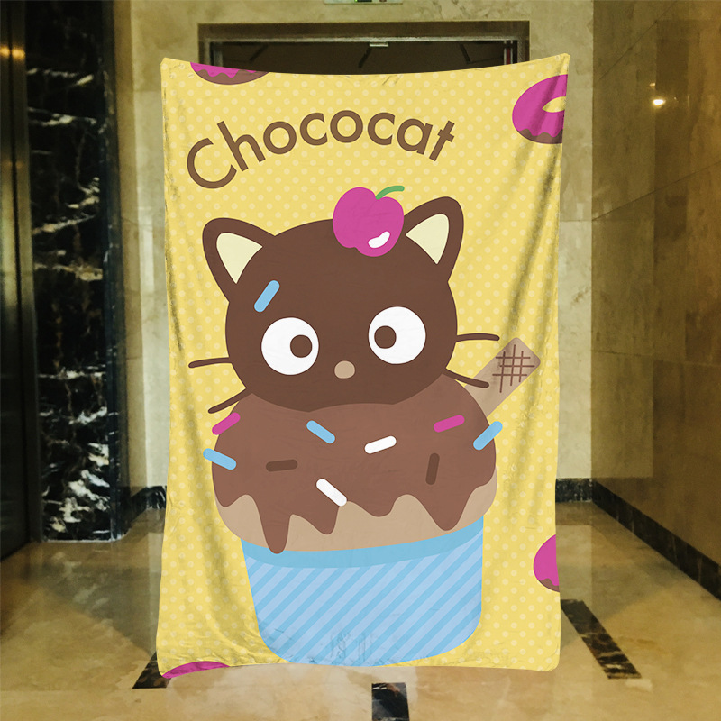 San Series chococat Chocolate Black Cat Cartoon Peripheral Single-sided Flannel Blanket Nap Sofa Blanket San Series chococat Chocolate Black Cat Cartoon Peripheral Single-sided Flannel Blanket Nap Sofa Blanket