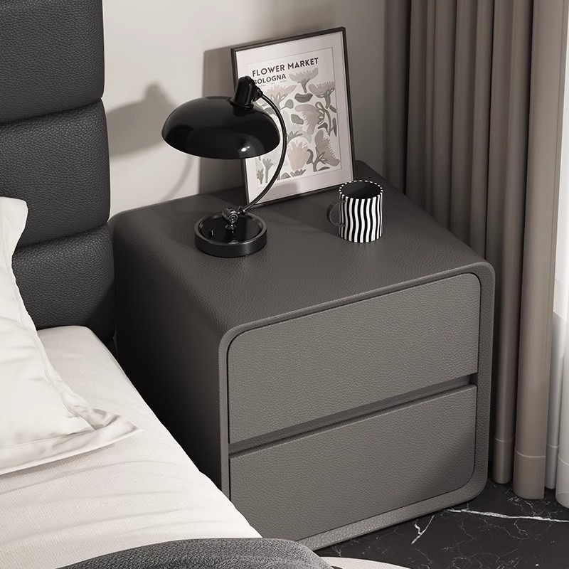 Mesa de cabecera de madera negra pequeña estante de cama de dormitorio doméstico simple y moderno simple gabinete de almacenamiento
