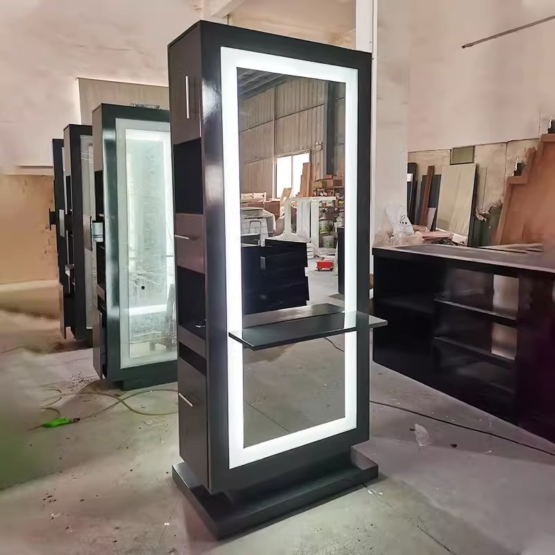 Fabricantes de comercio exterior barbería espejo gabinete de escritorio de doble cara espejo de peluquería especial lámpara de maquillaje