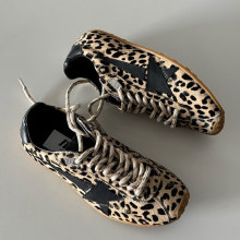 复古做旧小脏鞋星星真皮休闲德训鞋系带平底豹纹阿甘鞋脏鞋