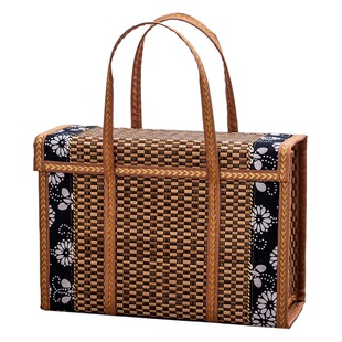Bamboo basket portable bamboo woven bamboo basket sausage preserved meat New Year goods large packaging fruit egg hairy crab specialty gift box
