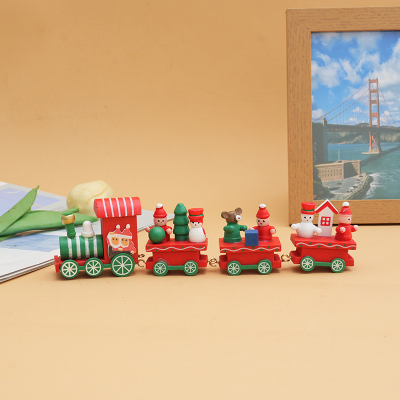 Christmas decorations Christmas wooden train holiday gifts window ornaments wooden crafts wholesale