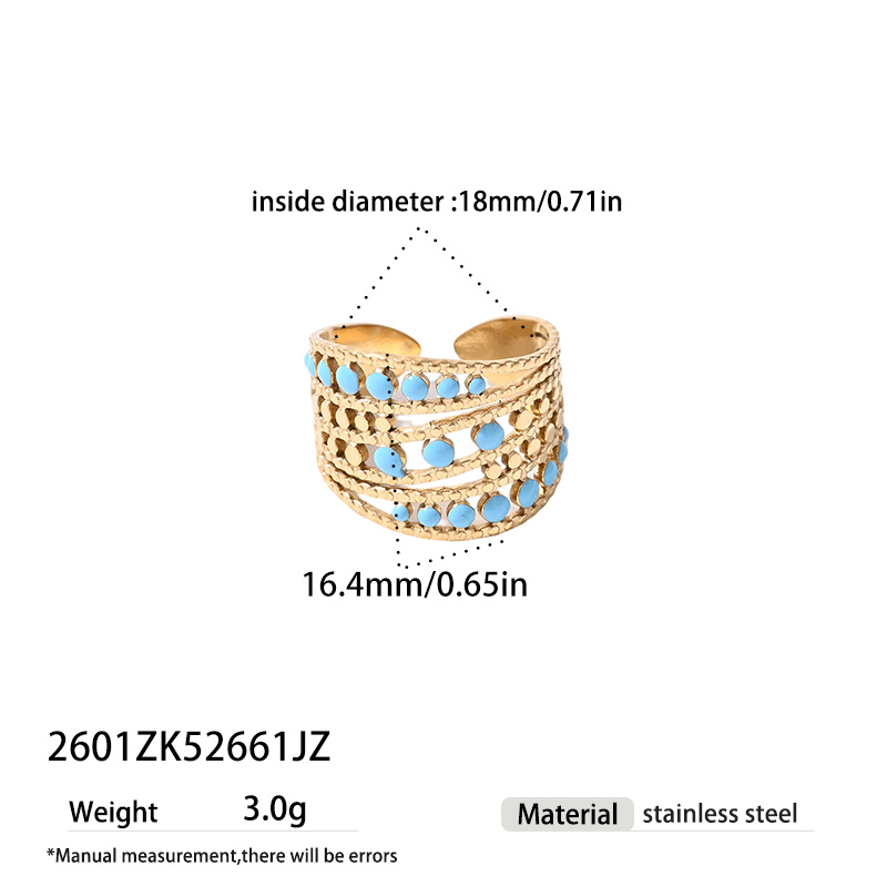 TENA Europa y América nicho de acero inoxidable transfronterizo diseño fresco azul goteo marino serie de anillo de joyería de mano de alta calidad