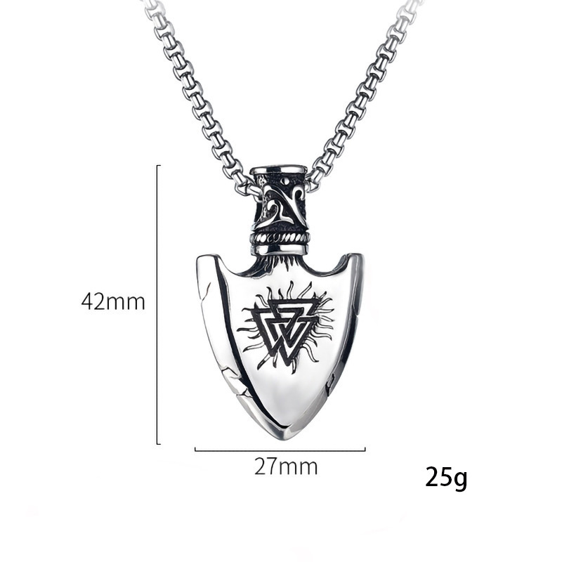 Retro Viking Pirate Shield Pendant For Men In Titanium Steel_voghion.com