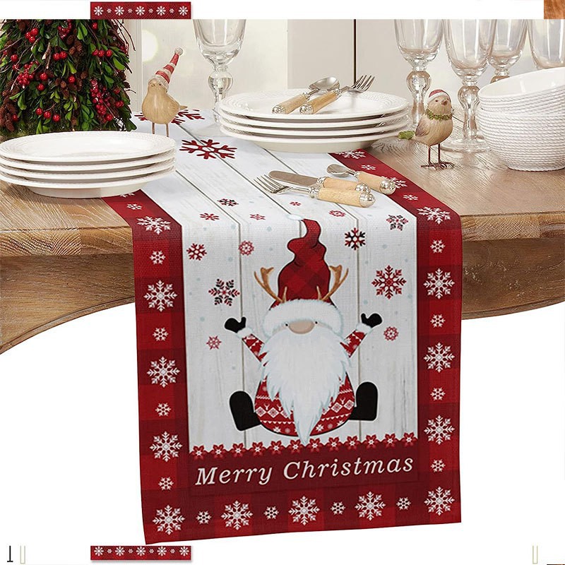Transfronteriza nuevo corredor de mesa de Navidad decoración de vacaciones mesa de comedor ropa impresa mantel de Navidad atmósfera decoraciones de Navidad