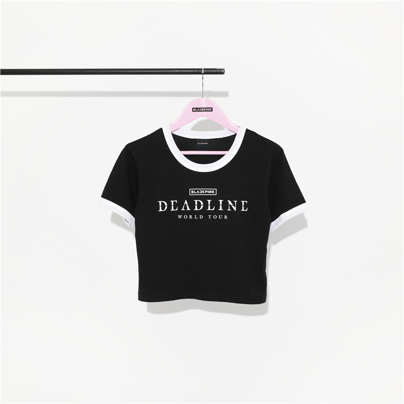 Blackpink2025ツアー新作DEADLINE同風半袖Tシャツ綿230gプリントトップス|undefined