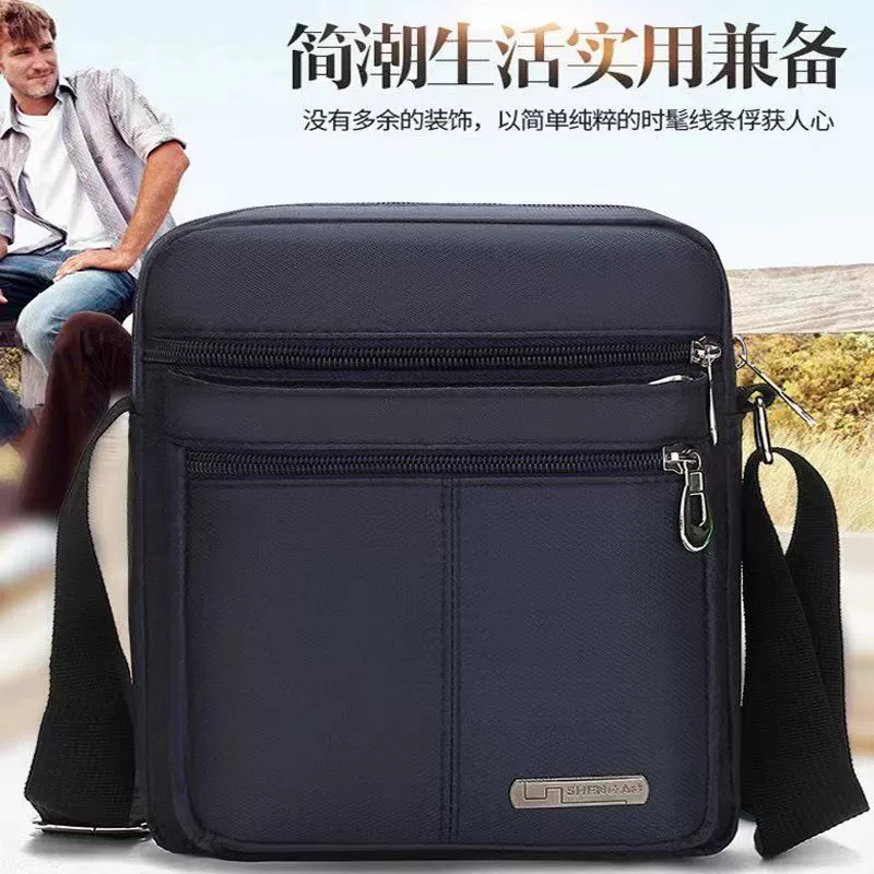 Печатный логотип мужская сумка на одно плечо ткань Оксфорд сумка через плечо повседневная мода многослойный рюкзак портативная сумка для хранения