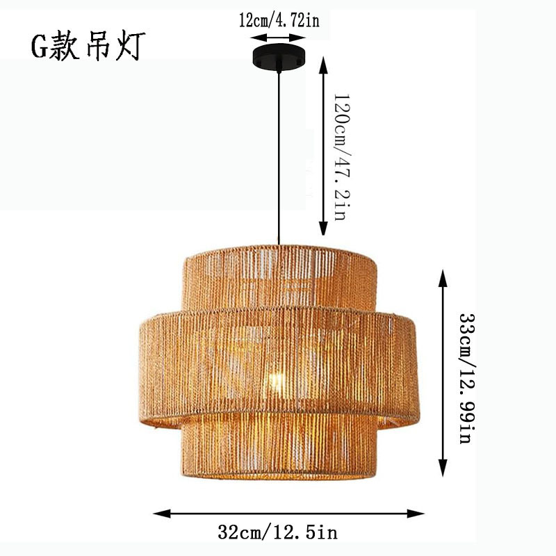 Lámpara de techo tejida a mano con cuerda de cáñamo de imitación estadounidense