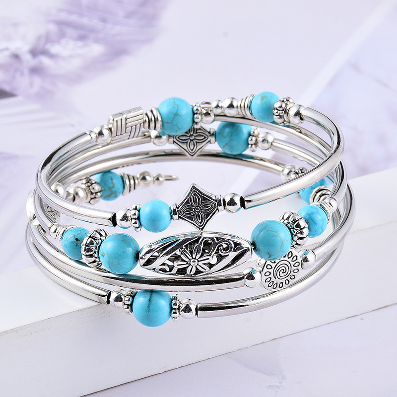 Amazon New European and American Personalized Multi-loop Wrap Bracelet Layered Memory Couple Beaded Bracelet
