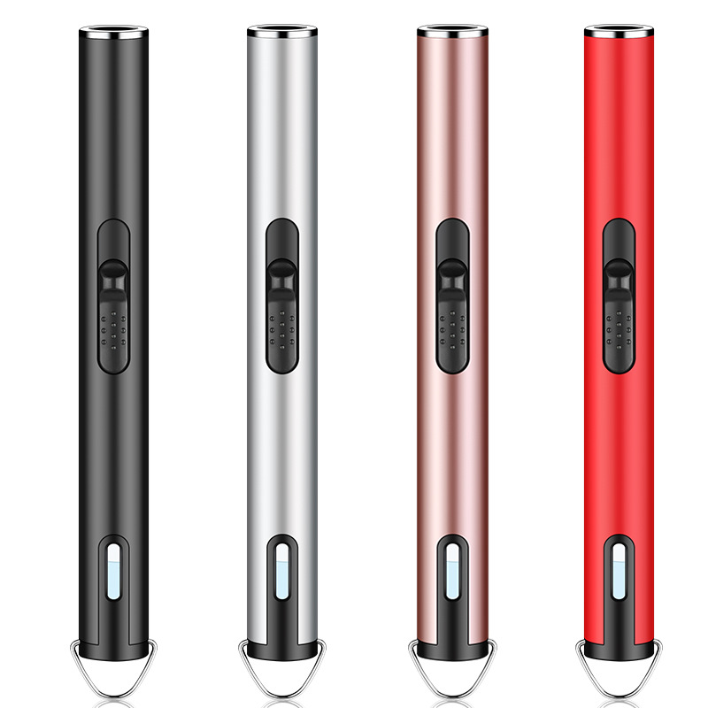 Long, Convenient, Direct-blow Blue Flame Torch Lighter, Windproof, Refillable, Luminous, With Hook, Factory Wholesale_voghion.com