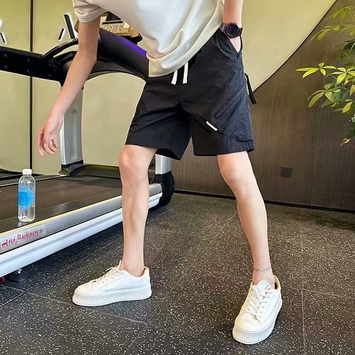 American short shorts men's summer zippered men's pants sports mid-rise pants trendy brand casual green five-pocket pants