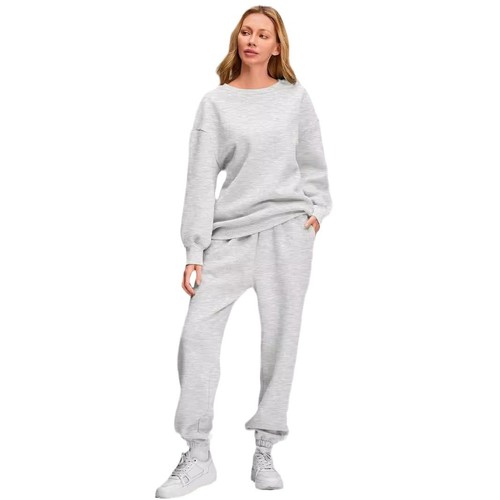 Cross-border Amazon: Autumn/Winter Solid-Color Crewneck Pullover Pants Set—Stylish Casual Long-Sleeve Sweatsuit, In Stock