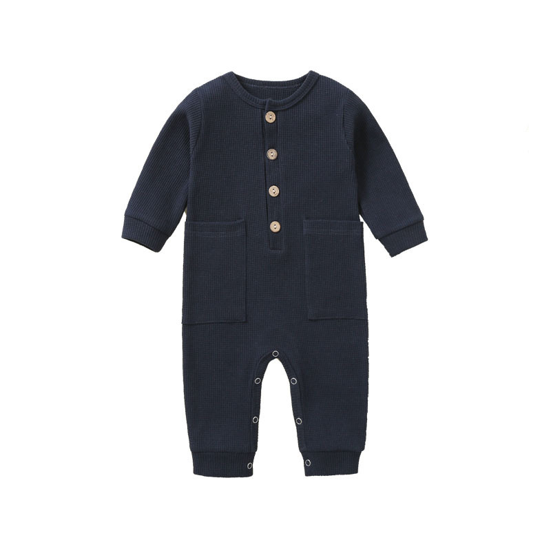 Casual Classic Style Solid Color Cotton Baby Rompers display picture 5