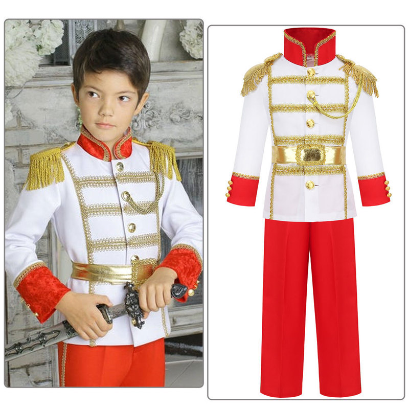  children's role playing white horse prince cosplay outfits for kids Christmas Halloween Prince Charming performance clothing Prince Charming