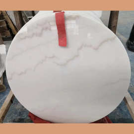 广西白天然大理石白色圆形餐桌尺寸规格定制厂家直供加工批发