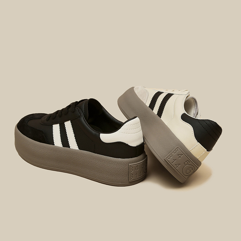 Echte Leder Damen Sneaker Mit Dicker Sohle Und Bunten Akzenten_voghion.com