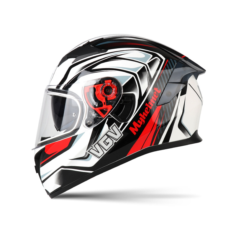 [En stock] Casco de motocicleta certificado 3c Casco completo para hombre Casco de seguridad de motocicleta de cuatro estaciones de doble lente de invierno