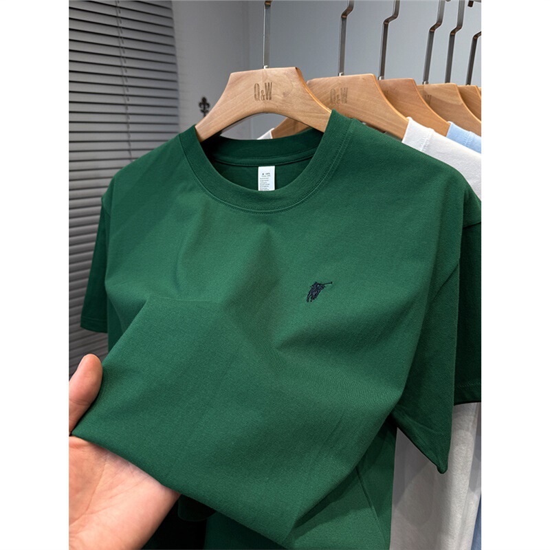High-End Paul Pure Cotton Short-Sleeved T-Shirt for Men, Summer 2026 New Style, Loose Round Neck, Solid Color Half-Sleeved Top for Men
