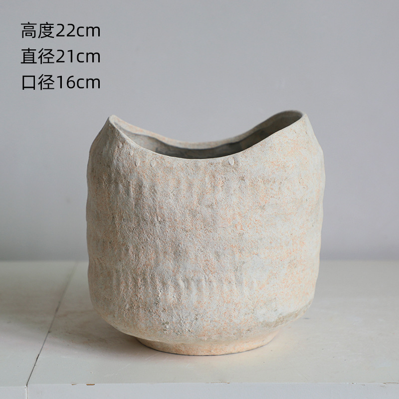 Color de la tierra Jingdezhen vasos de cerámica retrógrado hotel artesanal nórdico alojamiento residencial floral silenciosa decoración cerámica rugosa