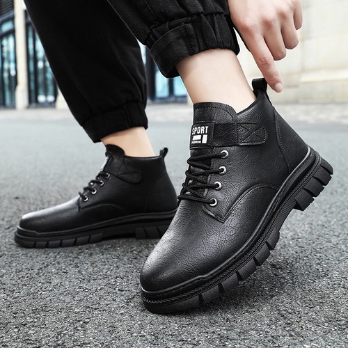 Martin boots men high-top British style boots outdoor trendy shoes mid-sole men leather boots height thick soled motorbike boots men