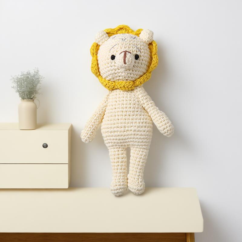 Cross-border crochet baby lion doll animal rattle baby doll baby soothing toy can chew crochet play Cross-border crochet baby lion doll animal rattle baby doll baby soothing toy can chew crochet play