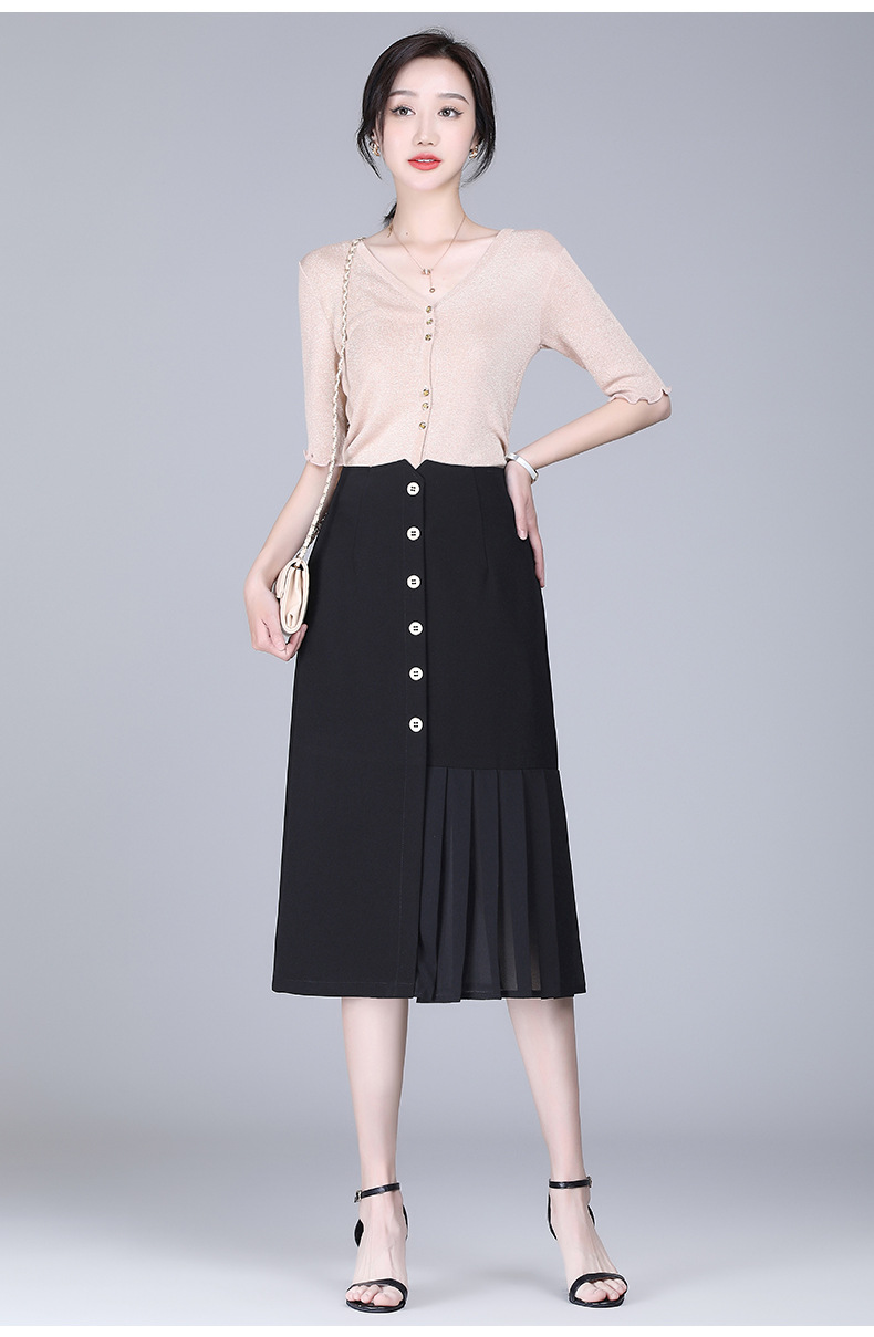 high-waist draped casual folds skirt NSYZ49409