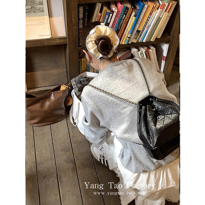 Nuevo anillo de intestino a rayas de alta gama, cuerda para el cabello, lazo para el cabello francés para niña, cuerda para el cabello, lazo para el cabello de doble capa coreana