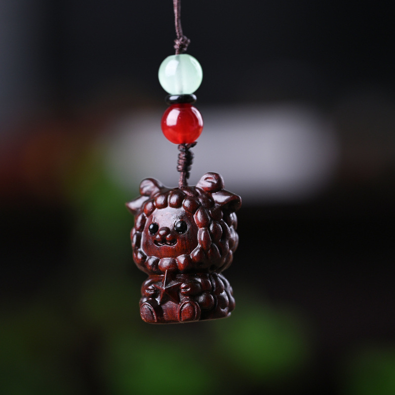 崖柏十二生肖中式百款紫檀香汽车钥匙扣可爱包包手机挂件吊坠|undefined
