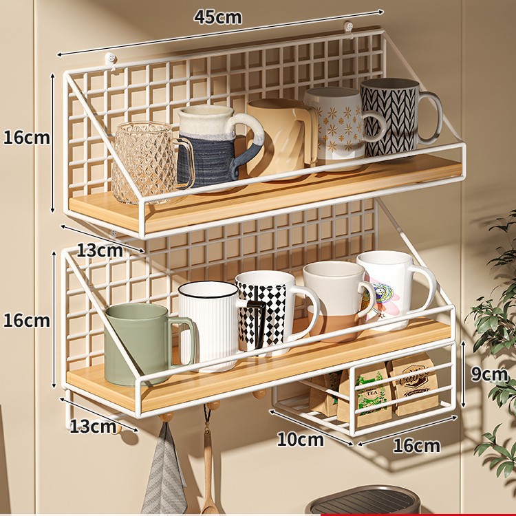 Portavasos montado en la pared taza de agua sin perforación estante para taza de café taza de té en la pared