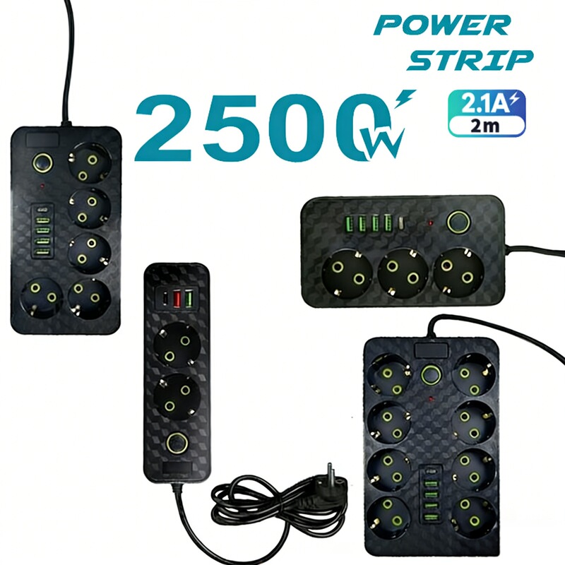 Russian Foreign Trade European-Style 2/3/5/8-Way European Standard Socket with USB and Type-C Power Strip Russian Foreign Trade European-Style 2/3/5/8-Way European Standard Socket with USB and Type-C Power Strip