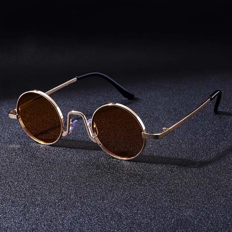French-style retro small-frame hip-hop round sunglasses, simple and high-end, UV protection, trendy unisex sunglasses