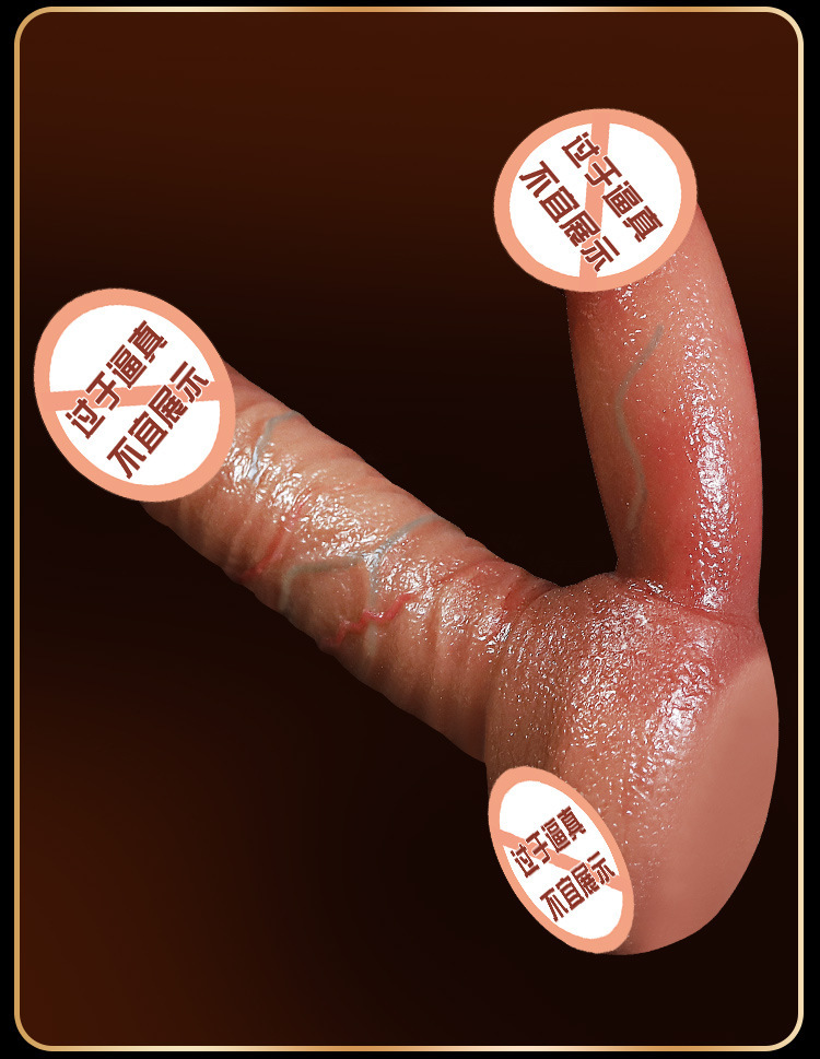 Double-Ended Silicone Dildo, Brown, Manual Dual-Head Design for Adults — detail image 9