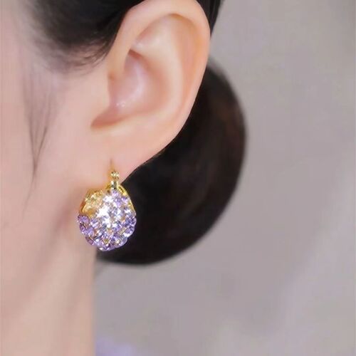 Violet temperament purple basket earrings women's anti-lost design white earrings  new fashion earrings