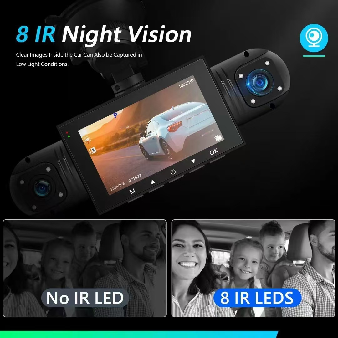 360 Panoramic Driving Camera Recorder Hd Night Vision 4-Way Camera Wifi Sentry Mode Reversing Image