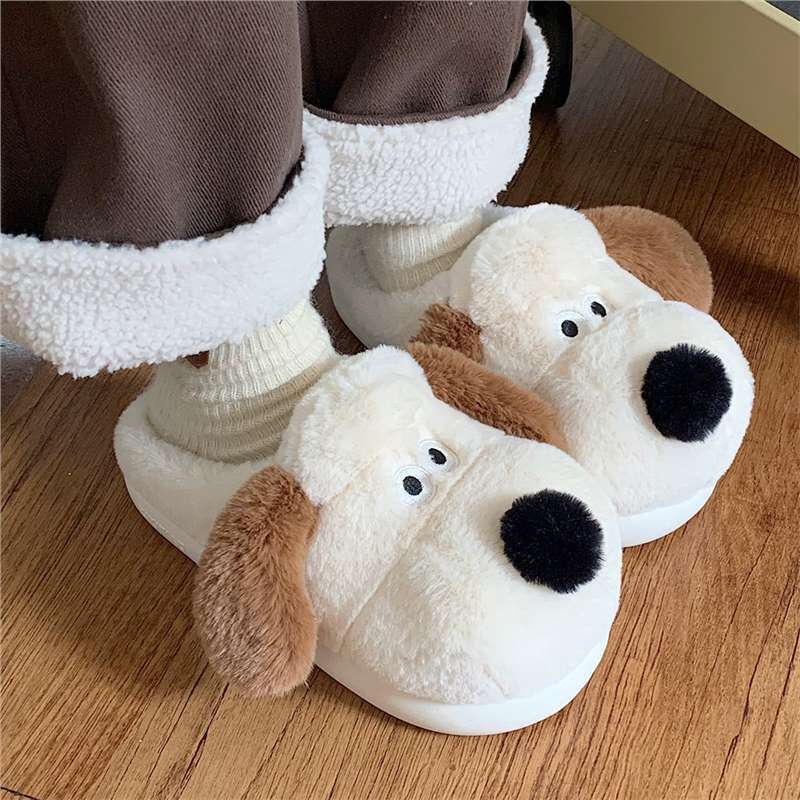 Zapatos de peluche nuevos zapatos de luna de mujer zapatillas de algodón suave para el hogar para perros calientes auténticos dormitorios en el otoño y el invierno