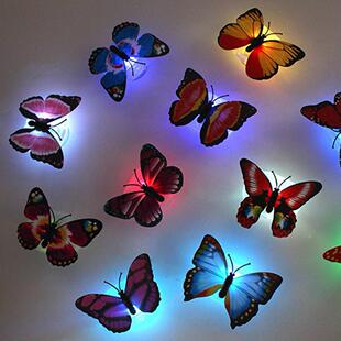 LED luminous colorful color butterfly night light gift simulation three-dimensional wall stickers night light furniture decoration spot