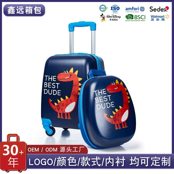 Children's Suitcase 16inch with Printed Cartoon Design and Universal Wheels for Boarding Travel 18inch Children's Trolley Suitcase with Logo Printing Available