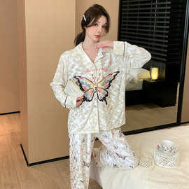 直播新款网红秋冬新款睡衣女金丝绒甜美时尚休闲家居服套装代发