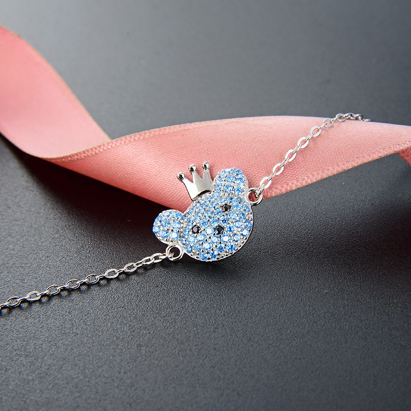 Diseño creativo joyería popular Corea del Sur Dongdaemun s925 pulsera de plata circón pulsera de las mujeres elegante pulsera de oso