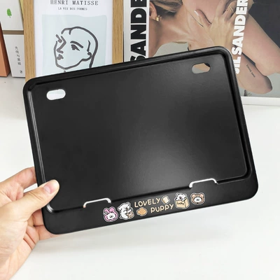 Electric vehicle license plate frame plate protector, compliant with new - black-milk-tea-line-dog