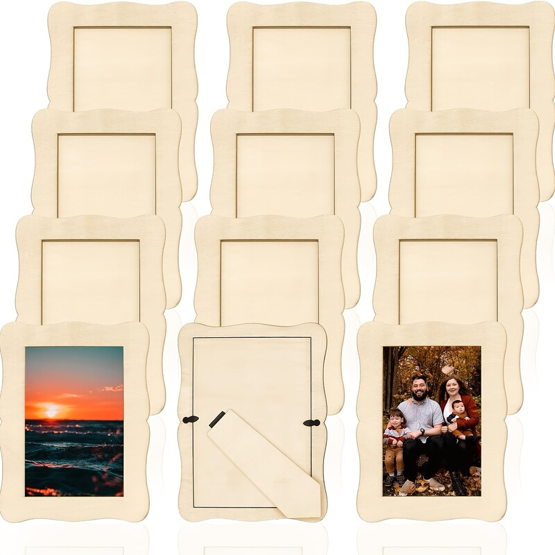 DIY Unfinished Wooden Photo Frame Wooden DIY Photo Frame Kindergarten Kidsren 5 Inches 6inch 7inch Hand-Painted Waves
