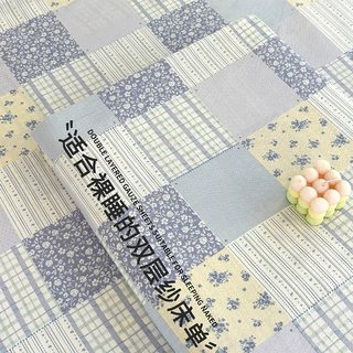 2026新款水洗棉床单三件套亲肤皱皱纱双层纱卧室床单单件四季通用