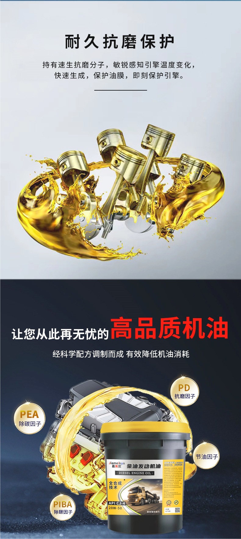 Genuine Fully Synthetic Engine Diesel Engine Oil 15W-40 Truck Forklift Agricultural Vehicle 18 Liters Four-Season Universal 20W-50