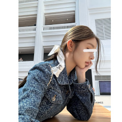 早安樊樊私服「香系丹宁vibes」山茶花蓝色牛仔外套显瘦直筒上衣