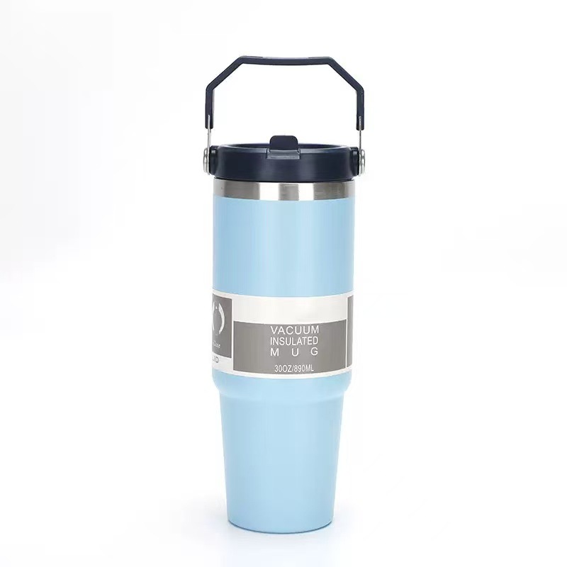 Transfronterizo 30oz taza de automóvil portátil 304 taza de aislamiento de acero inoxidable refrigerante taza de agua de paja portátil