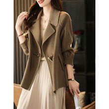 国风复古秋冬新款翻领双面呢小个子大衣24短款盘扣百搭羊毛呢外套